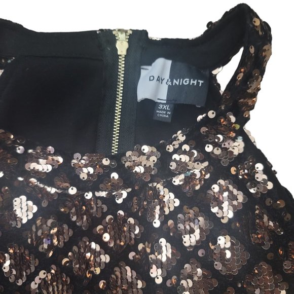 Day & Night  Black &Gold Sequin's Halter Bodysuit Size 3x (NWO) - Picture 9 of 9